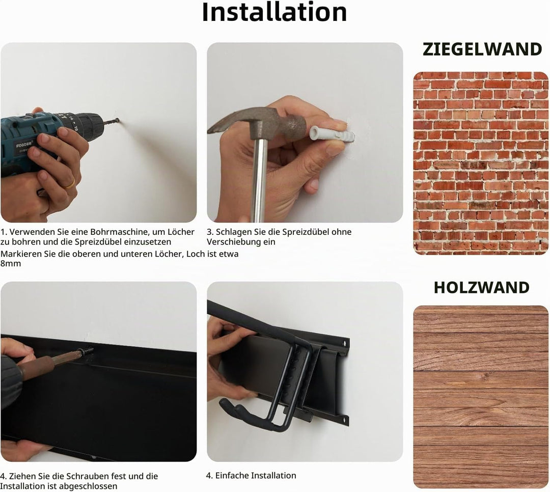 Sinoer Garage Tool Management Wall Rack, Metall-Gartengerätehalter,Garage Wall Management Storage Ra
