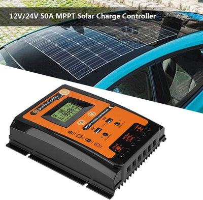 Keenso 12V/24V 30A/50A/70A MPPT Solarladeregler Solarpanel Batterieregler Dual USB LCD Display, 70A