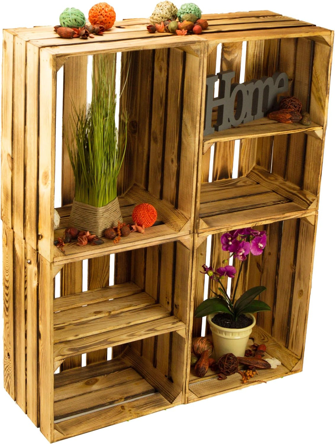 4er Set Massive Obstkiste Apfelkiste Weinkiste aus dem Alten Land +++ 50 x 40 x 30 cm (NEU GEFLAMMT