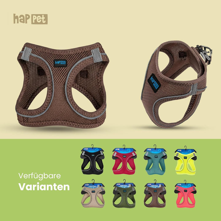Happet Hundegeschirr XXS für kleine Hunde &amp; Katzen – atmungsaktives Air-Mesh Brustgeschirr, weich ge