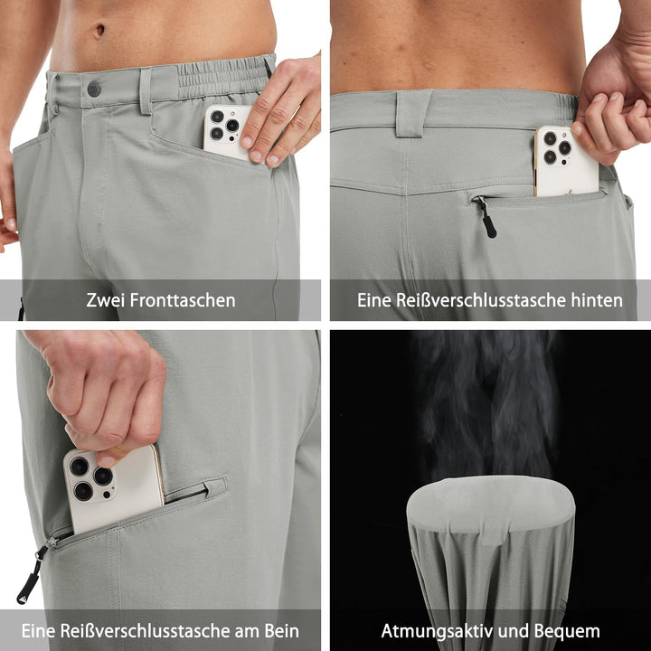 Kurze Hosen Herren Wanderhose Cargo Shorts Wasserabweisend Leichte Atmungsaktiv Outdoorhose Sommer S