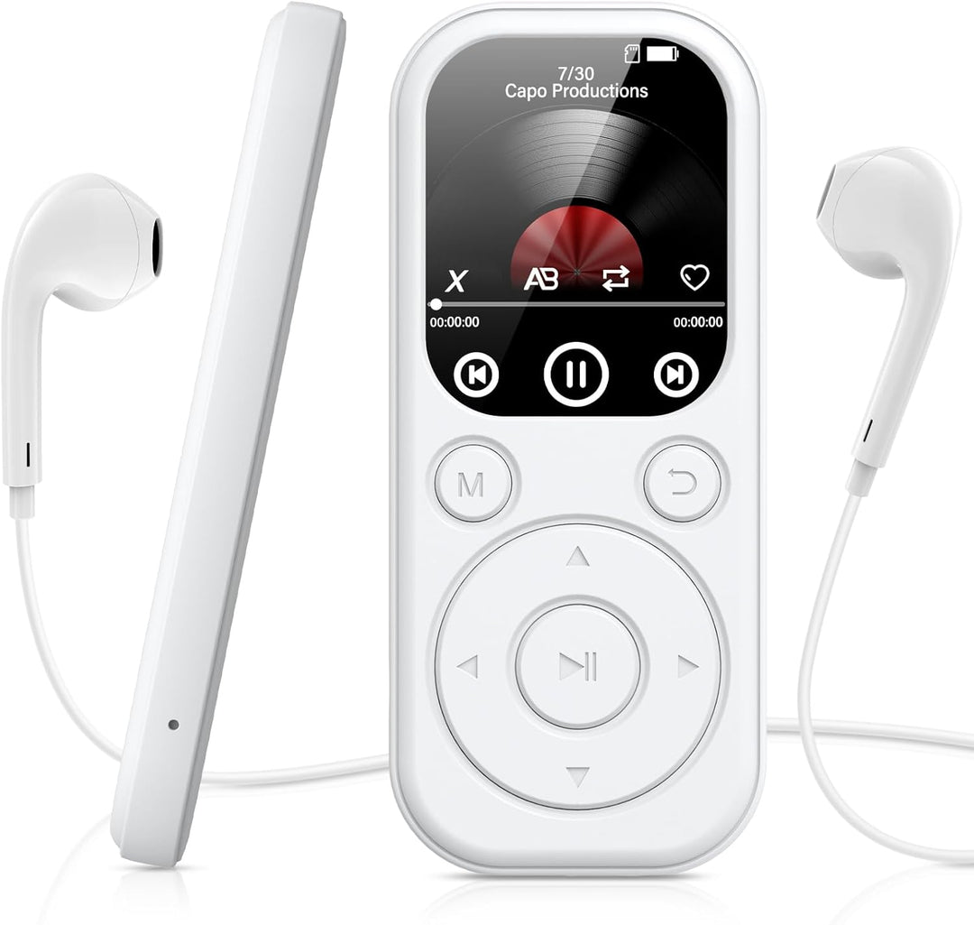 128GB MP3 Player Bluetooth, RWSRW MP3-Player mit Kopfhörer FM Radio Diktiergerät Mini Design HiFi-So