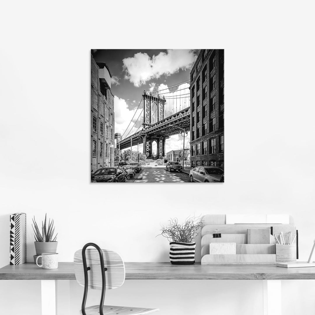 ARTland Glasbilder Wandbild Glas Bild einteilig 40x40 cm Quadratisch New York Brooklyn Skyline Archi