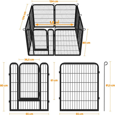 Yaheetech Welpenauslauf 80cm hoch, 8-teilig faltbares Freilaufgehege, Automatische Verriegelung, Wel
