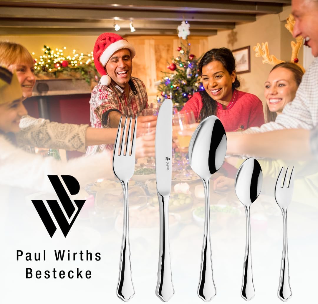 PW Paul Wirths CHIPPENDALE 7700 Besteck Set für 12 Personen, Edelstahl rostfrei, poliert & spülmasch