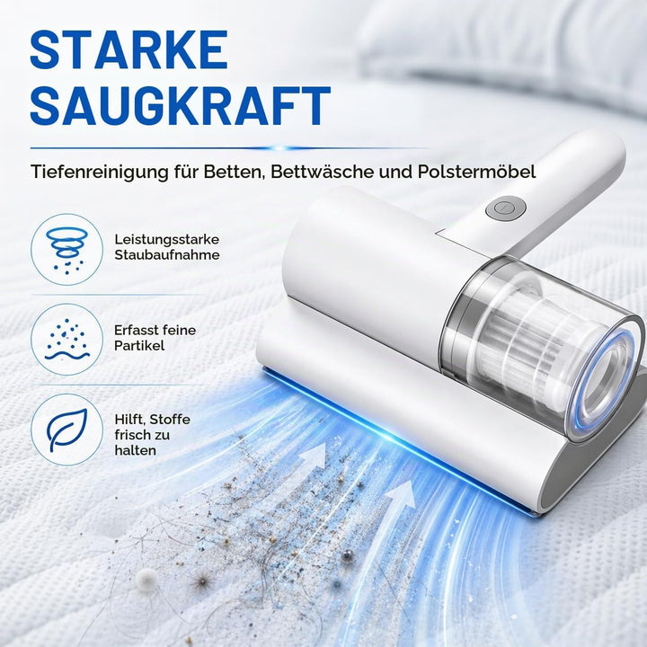 Bettstaubsauger, Matratzenstaubsauger mit Starker Saugkraft, Matratzensauger für Sofas, Tiefenreinig