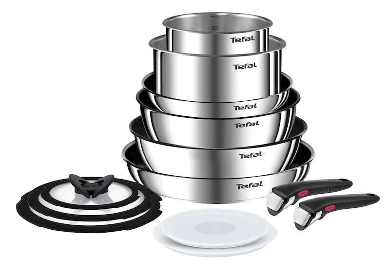 Tefal Ingenio Emotion Kochgeschirr-Set, 13-teilig, Töpfe und Pfannen mit abnehmbaren Griffen, Antiha