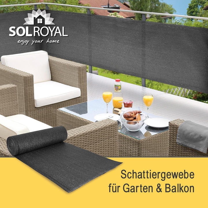 Sol Royal Schattennetz 10m x 1,5m Schattiergewebe 165g/m² – Blickdichter Sonnenschutz UV-Schutz & Ka