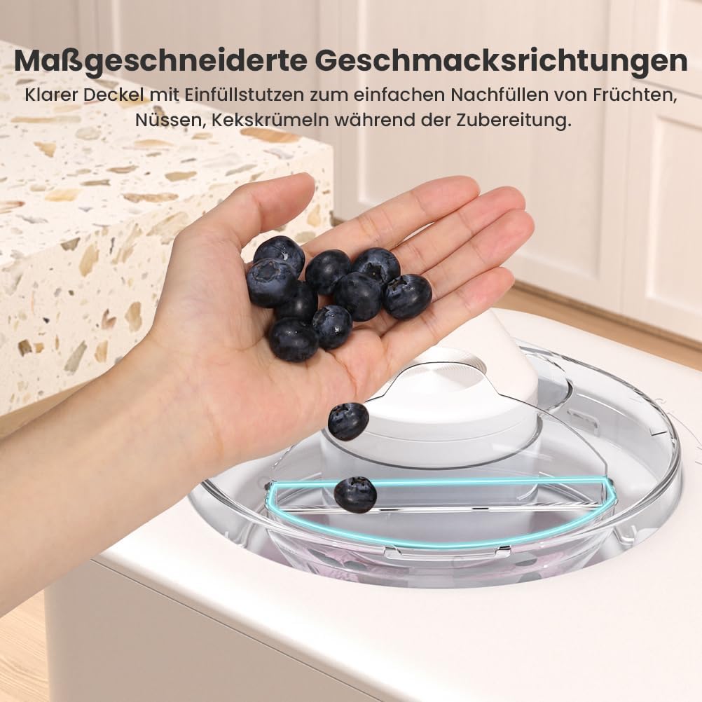 Acmeenjoy Eismaschine mit Kompressor 1,2L, Eismaschine Selbstkühlend 110W, mit Entnehmbarem Eisbehäl