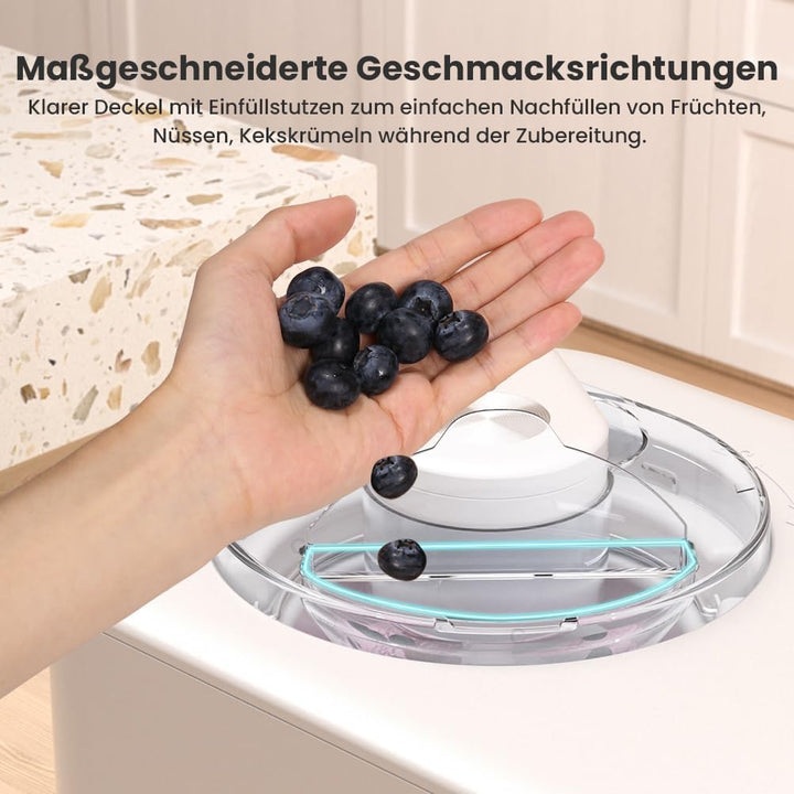 Acmeenjoy Eismaschine mit Kompressor 1,2L, Eismaschine Selbstkühlend 110W, mit Entnehmbarem Eisbehäl