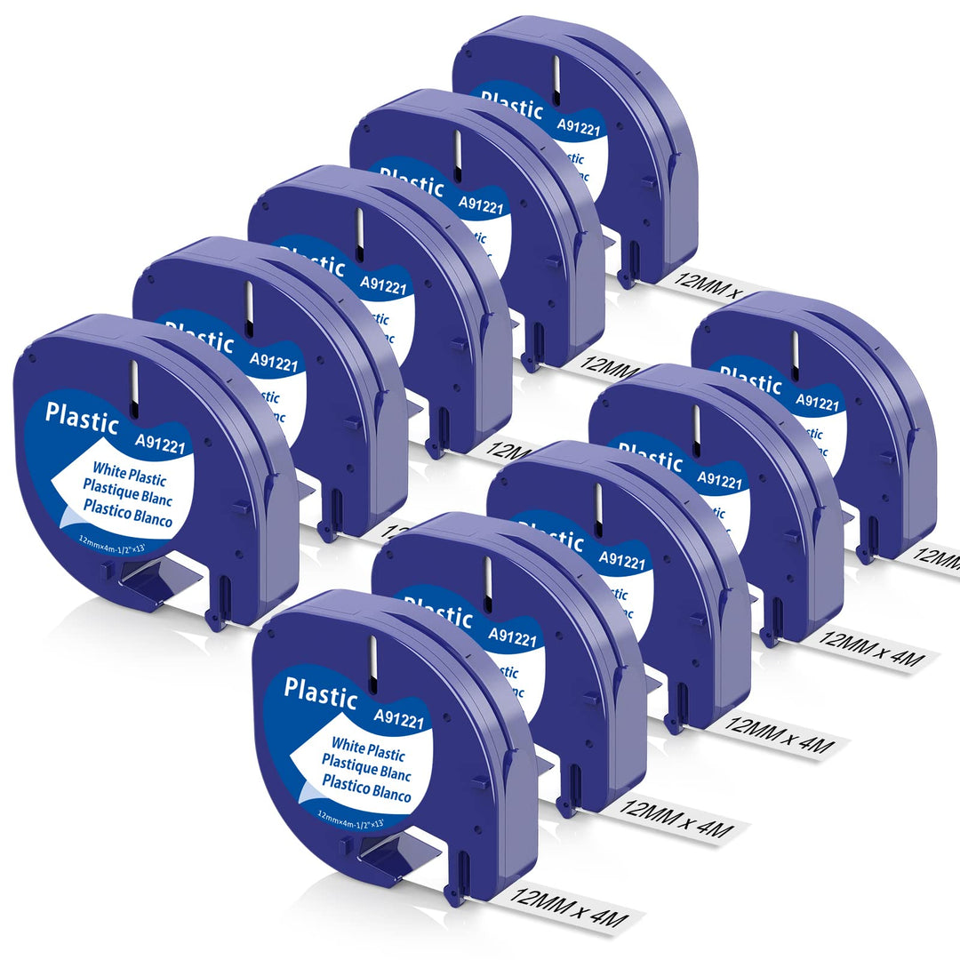 Aken Kompatibel mit Dymo Letratag Plastic 12mm x 4m Kompatibel mit Dymo LetraTag LT-100H LT-110T LT-