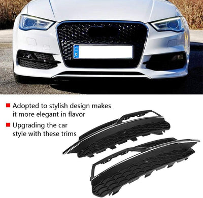 Auto Nebelscheinwerfer Grill, Für S3 Style Frontstossstange Nebelscheinwerfer Grill Schwarz glänzend