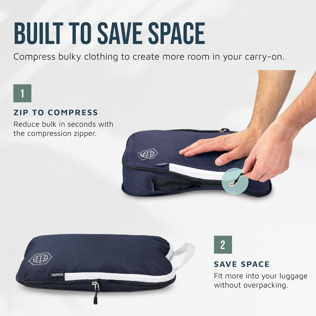 TRIPPED Travel Gear Reise-Kompressions-Packwürfel, Koffer- und Rucksack-Organizer für Kleidung, Mari