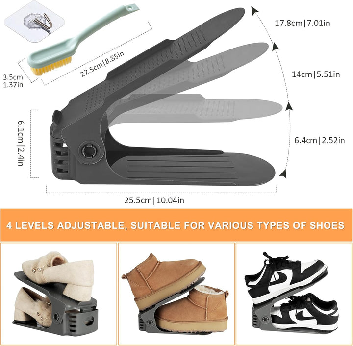 JOYBOY Einstellbare Schuhregale,24 Stück rutschfest Schuhstapler Doppelschicht Schuhhalter Platzspar