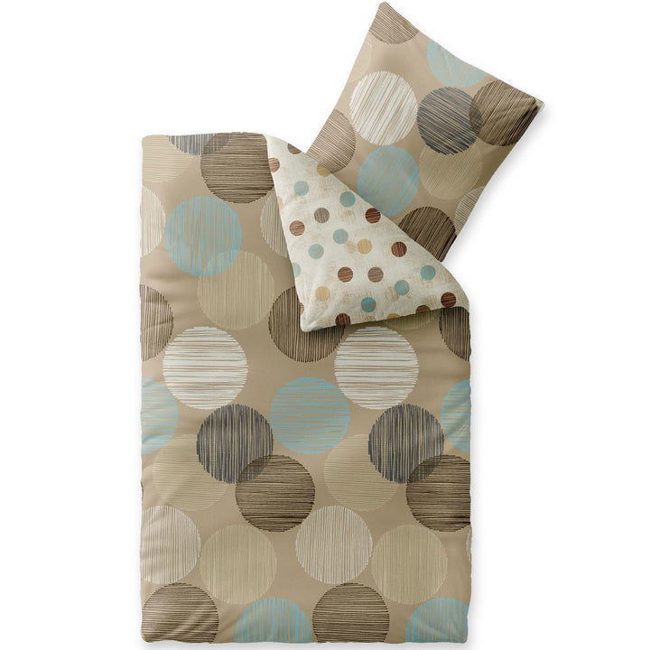 CelinaTex Touchme Biber Bettwäsche 135 x 200 cm 2teilig Baumwolle Bettbezug Frauke Punkte beige brau