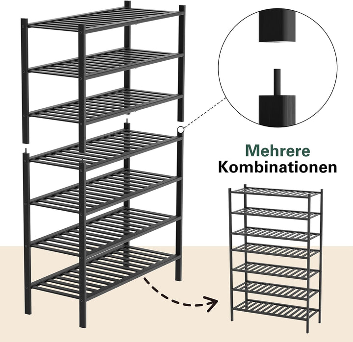 Schuhregal aus Bambus, Schuhablage mit 4 Ebenen, 68 x 28 x 64 cm, Erweiterbar Stapelbar, Schuhschran
