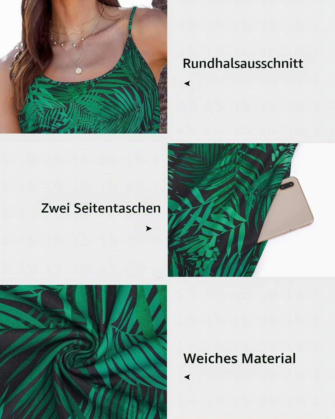 OUGES Damen Sommer Ärmellos Jumpsuit Overall Lang Hosenanzug Casual Playsuit Romper mit Taschen M Fl