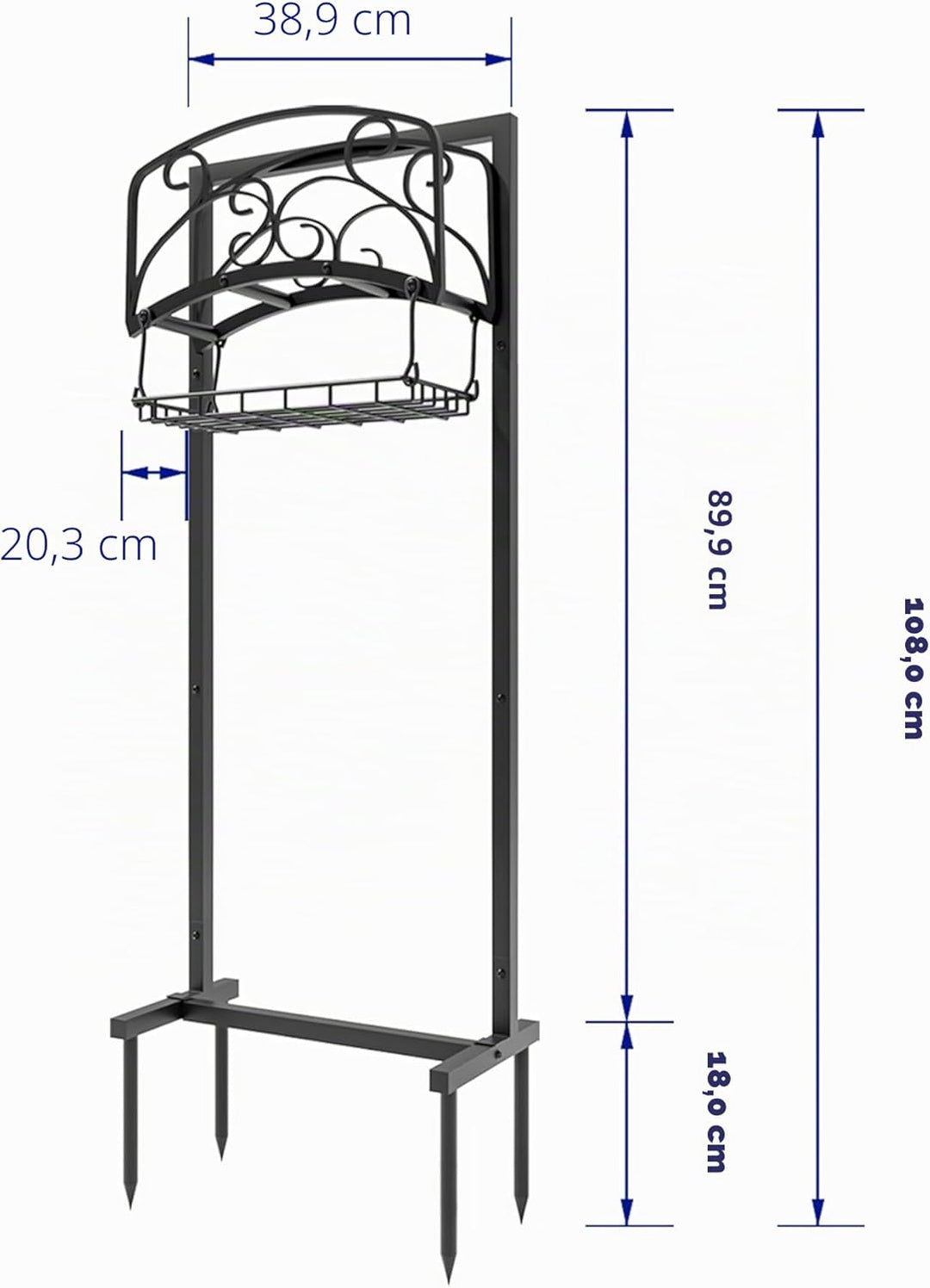 Kingson tragbare Gartenschlauchhalter mit Korb, robust, freistehender Stahlständer, hält 45 m Schlau