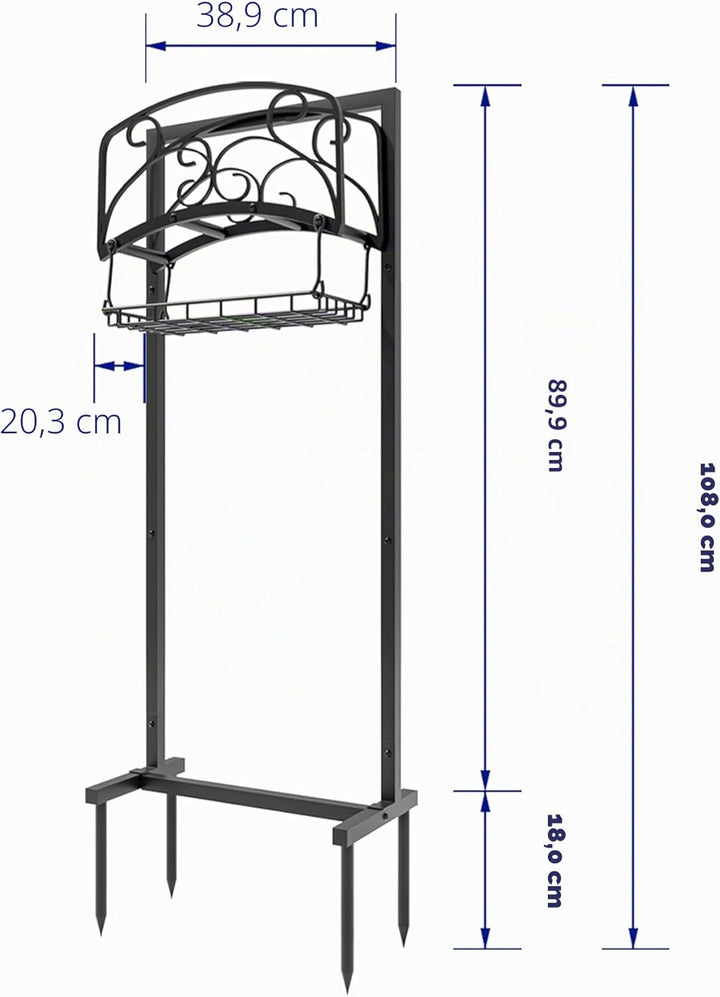 Kingson tragbare Gartenschlauchhalter mit Korb, robust, freistehender Stahlständer, hält 45 m Schlau