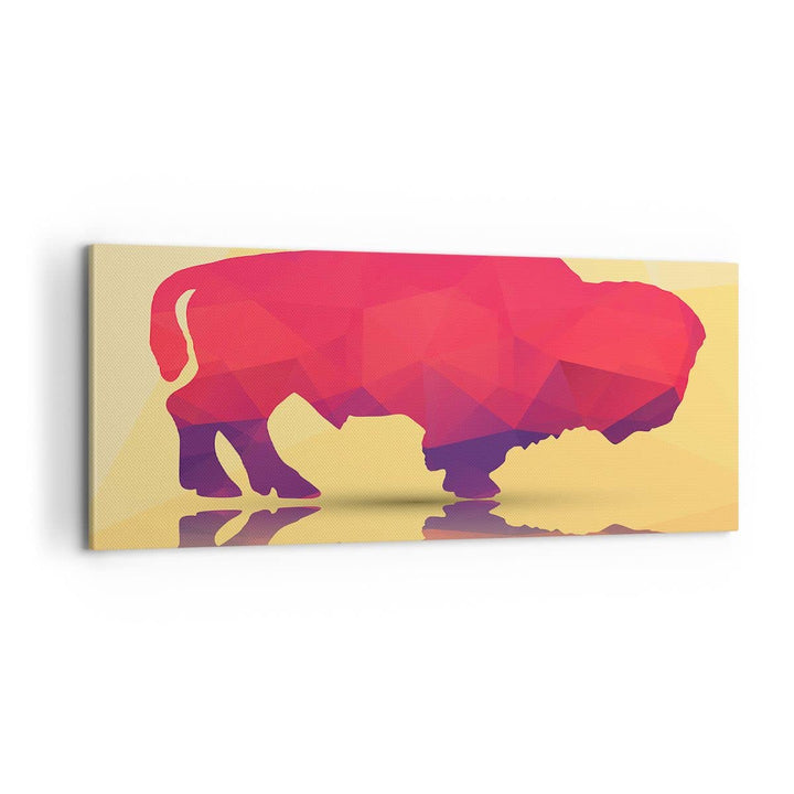 Panorama Bilder auf Leinwand 100x40cm Leinwandbild Bison Illustration Bunt Grafik Gross Wanddeko Bil