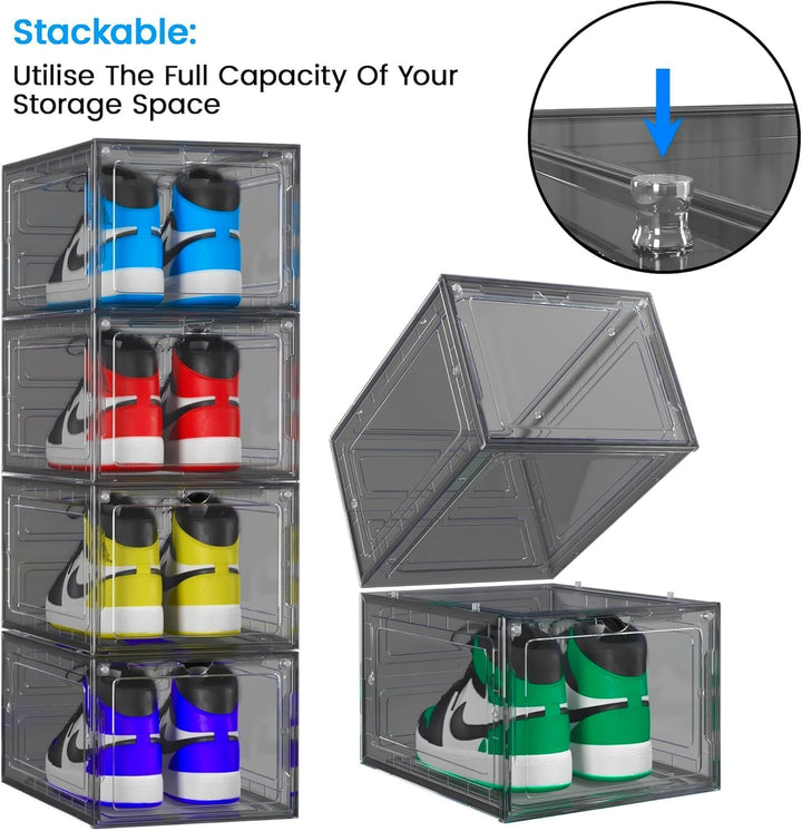 Schuh-Aufbewahrungsboxen, Schuhkartons, stapelbar, Kunststoff, transparent, Aufbewahrungsboxen, pass