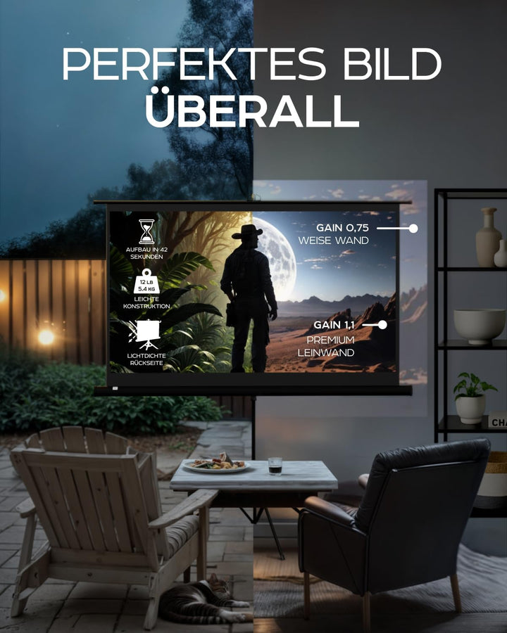 Beamer Leinwand mit Stativ 60 zoll – Projektor Leinwand für Indoor und Outdoor für Film und Büropräs