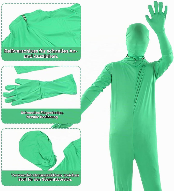 Green Screen Bodysuit Für Fotografie, Ganzkörper Anzug Ganzkörper-Split-Design Für Fotografie Film V