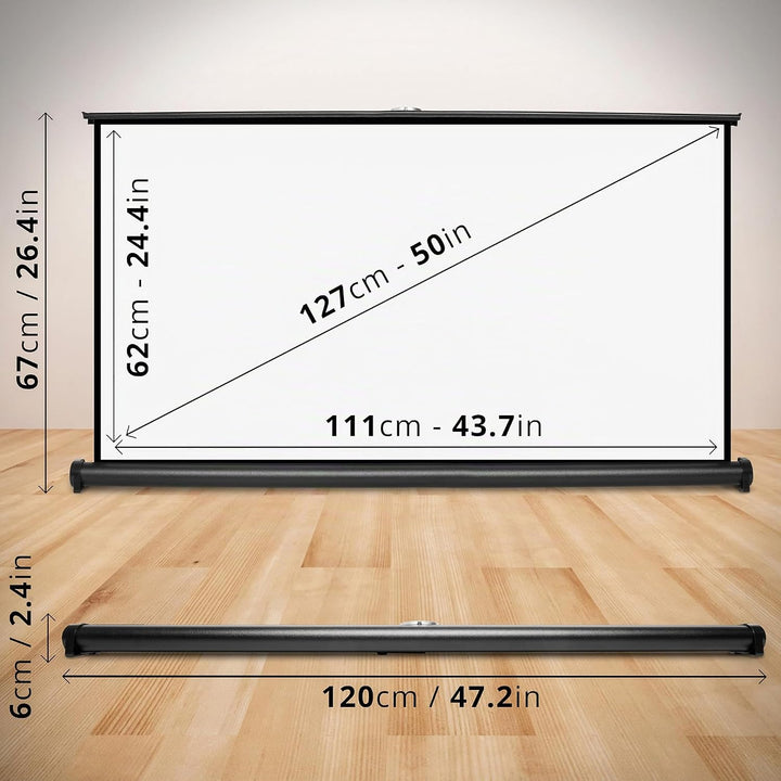 Duronic DPS50 16:9 Beamer Leinwand | 50 Zoll Projektor Leinwand | 16:9 Heimkino | Gain +1 Mobile Bea