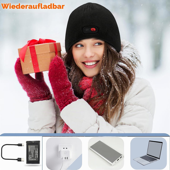 Svpro Beheizte Beanie mit Wiederaufladbarem Akku 7,4V Li-Polymer-Akku hält bis zu 3-7 Stunden,Electr