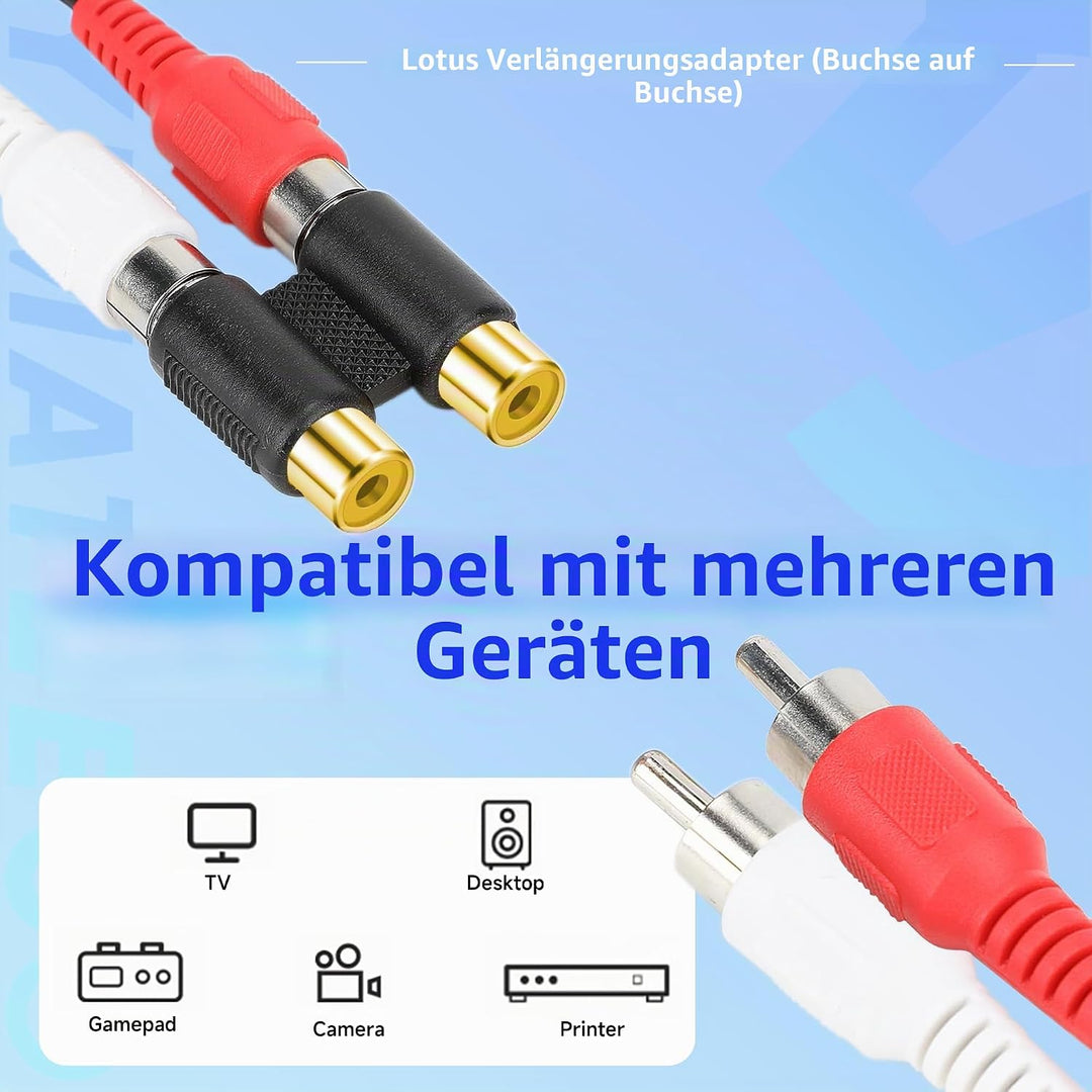 Cinch Koppler RCA Doppel Kupplung, 5 STK Cinch Buchse auf Buchse Kupplung 2 kanäle Adapterstecker Au