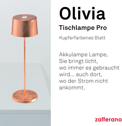 Zafferano - Olivia Pro Kabellose LED-Tischleuchte aus Aluminium, dimmbar, IP65-Schutz, Indoor/Outdoo