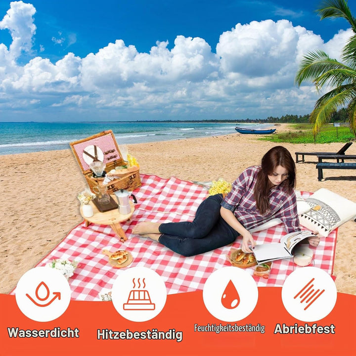 Picknickdecke Wasserdicht Stranddecke Picknickdecken Picknickmatte Rot Weiss Kariert Piknik Decke Ca