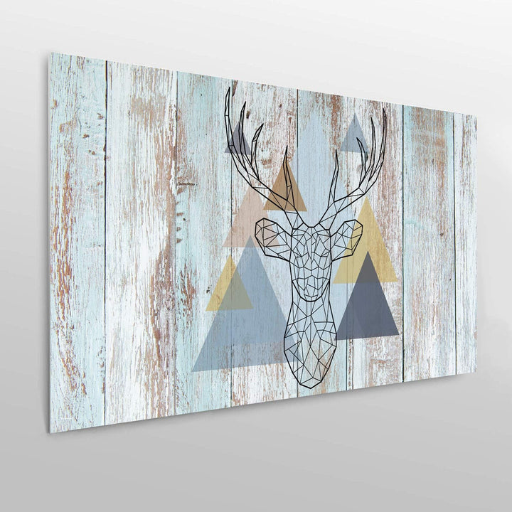 Kopfteil für Bett, PVC, Digitaldruck, Hirsch mit Dreiecken, 100 x 60 cm, Original-Kopfteil 100x60cm,