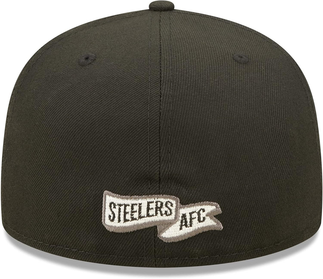 New Era 59Fifty Round Logo Steelers Cap Basecap Baseballcap Flat Brim Fitted Herren - mit Schirm Win
