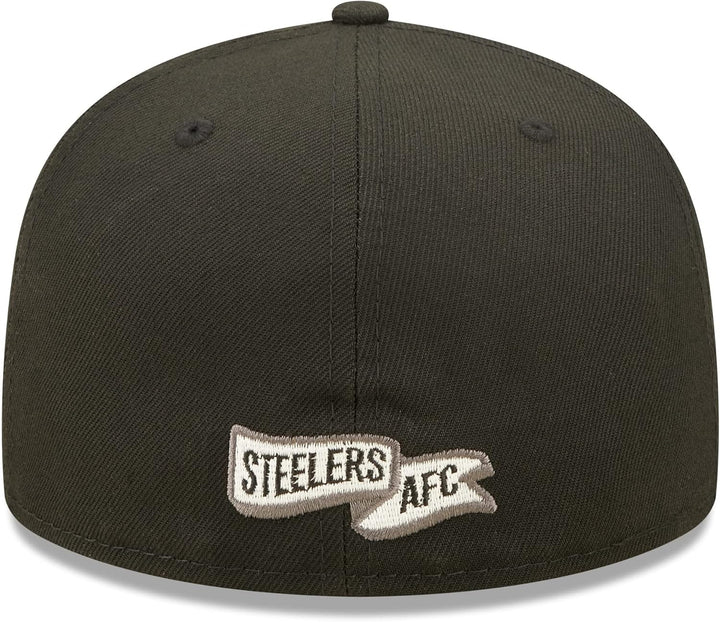 New Era 59Fifty Round Logo Steelers Cap Basecap Baseballcap Flat Brim Fitted Herren - mit Schirm Win
