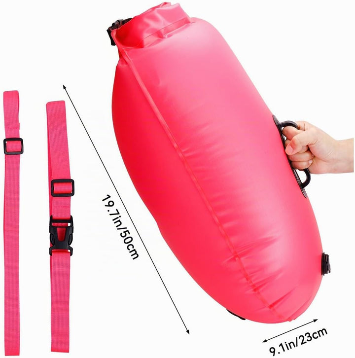 28L Schwimmboje Trockensack mit Doppelairbag, Aufblasbare Schleppschwimmer Boje für Erwachsene Freiw