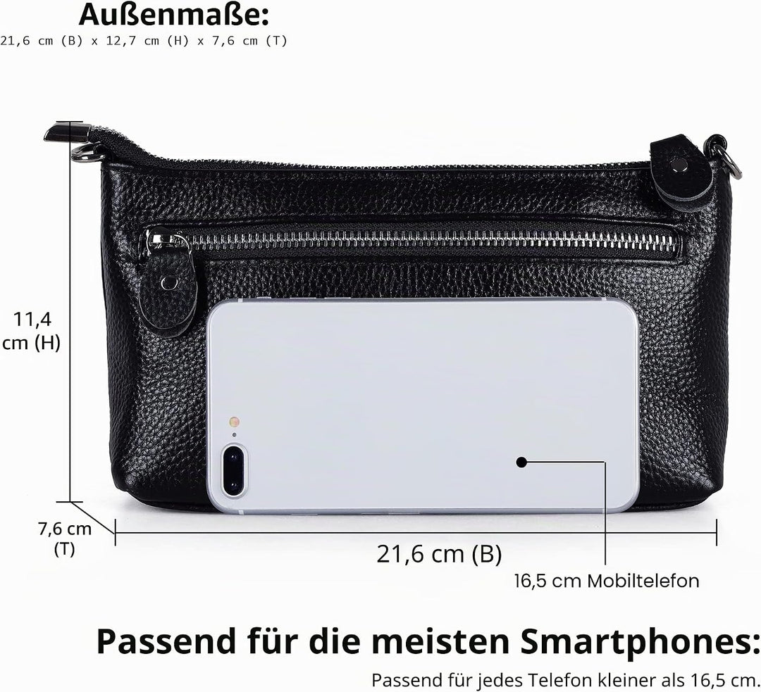 befen Clutch, Handgelenktasche aus echtem Leder, Wristlet, Geldbörse, kleine Crossbody-Umhängetasche