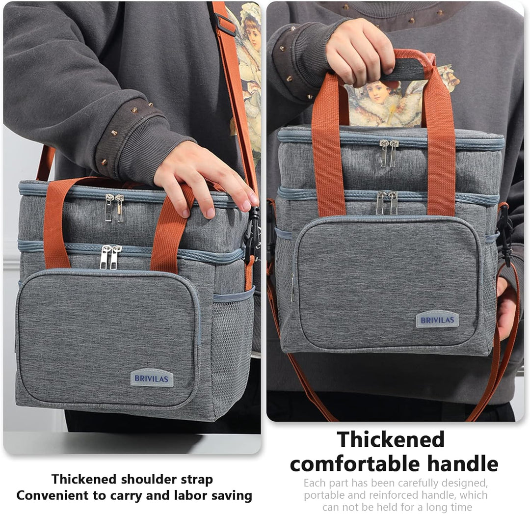 Kühltasche, 12L Klein Picknicktasche Isoliertasche Lunchtasche für Unterwegs, Double Decker Thermota