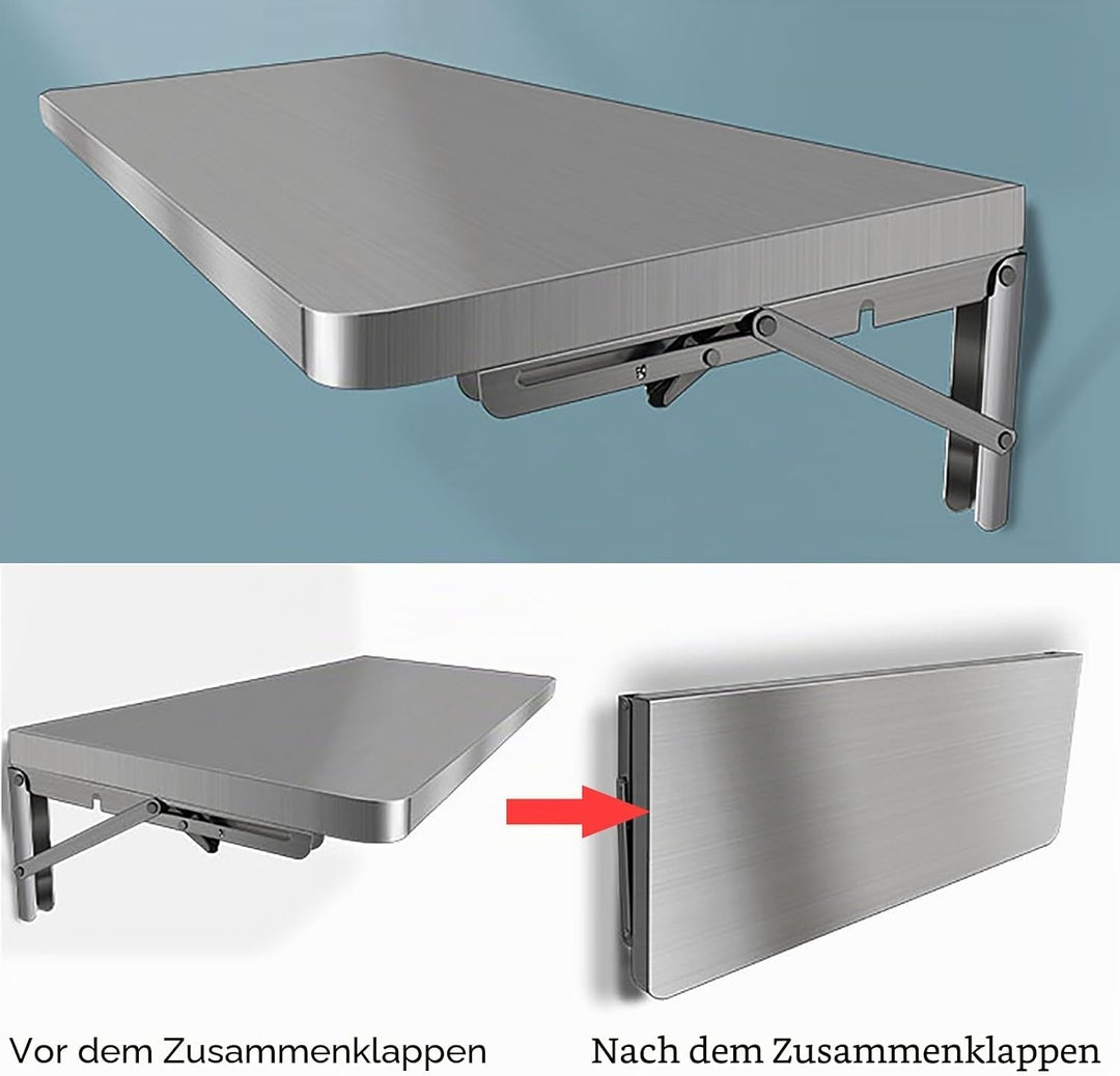 SARKEY Klappbarer Wandtisch, Wandklapptisch Aus Rostfreier Stahl,Wandklapptisch Wand Montierter Klap