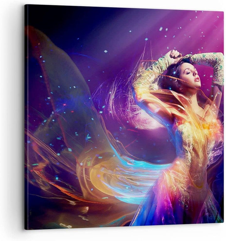 Bilder auf Leinwand Schönheit Disco Mode Make-up Leinwandbild 60x60cm Wandbilder Dekoration Wohnzimm