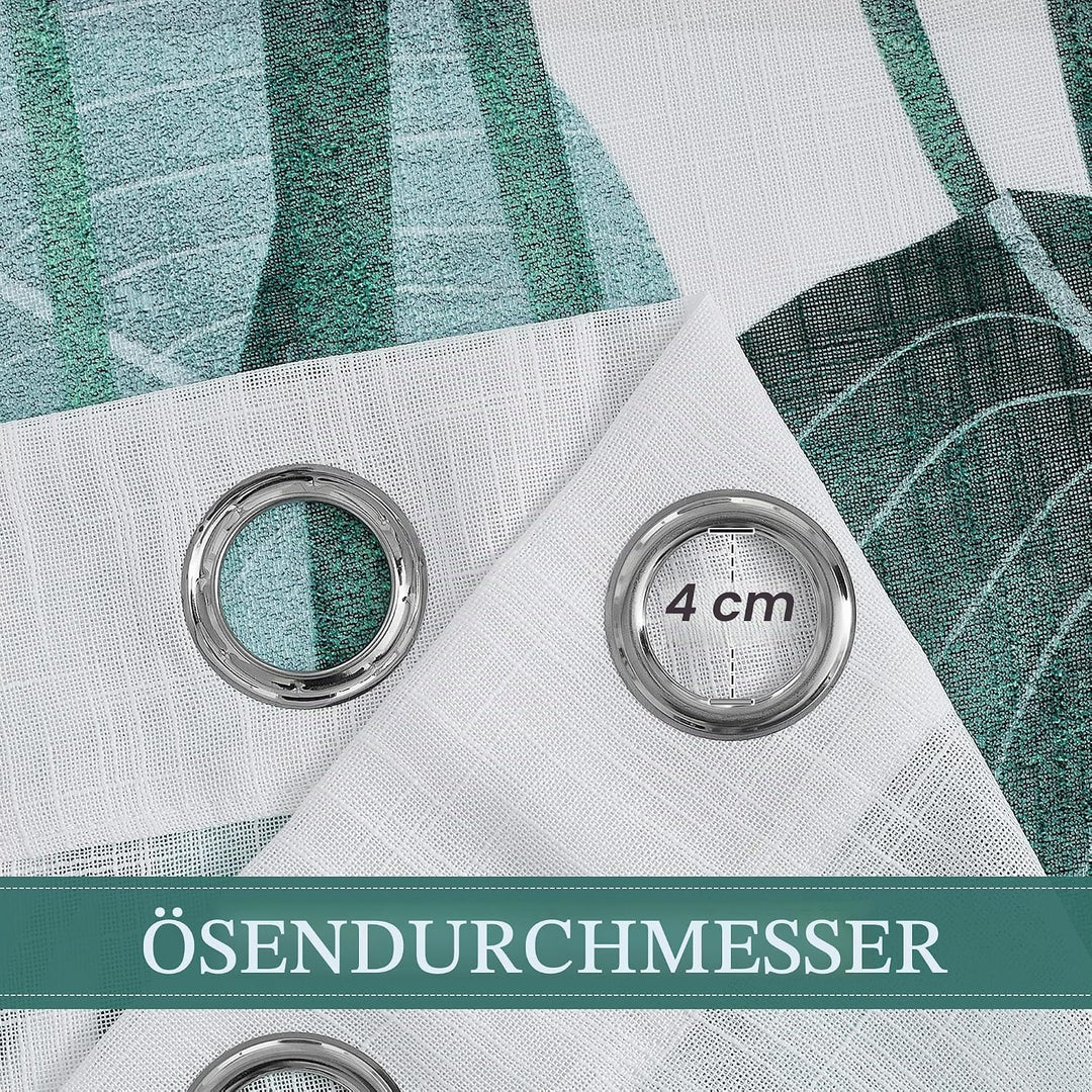 PONY DANCE Wohnzimmer Gardinen Modern 2er Set H 240 x B 132 cm Voile Gardinen Weiss Leinenopik Vorha