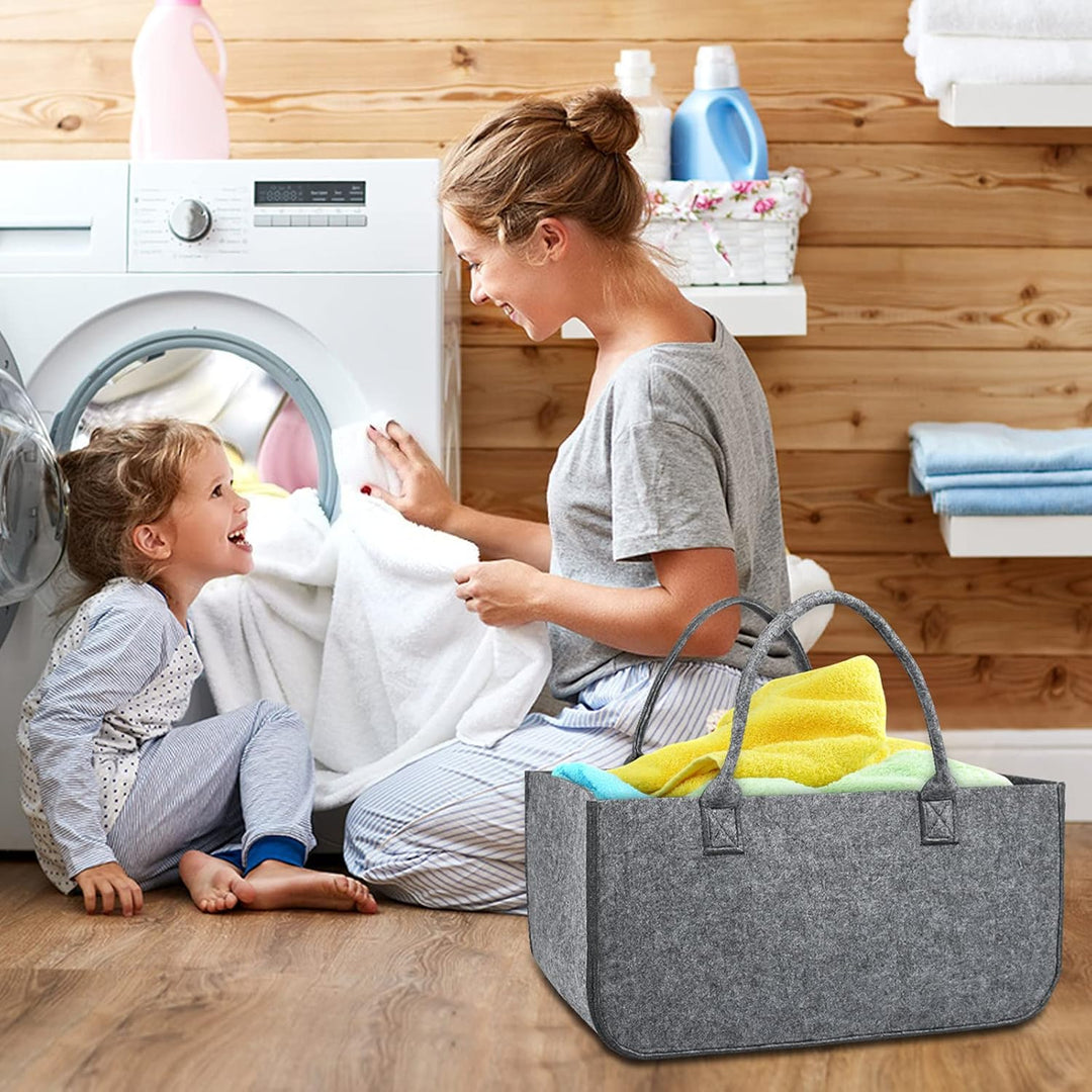 2 Stück Filztaschen Kaminholztasche Filz, Faltbar Kaminholzkorb Filztasche Shopper für Holz Zeitunge