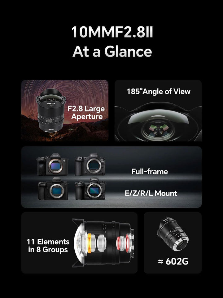7Artisans 10mm F2.8 II für Nikon Z-Mount Objektiv, Ultra Weitwinkel Fisheye Objektiv Vollformat 185°