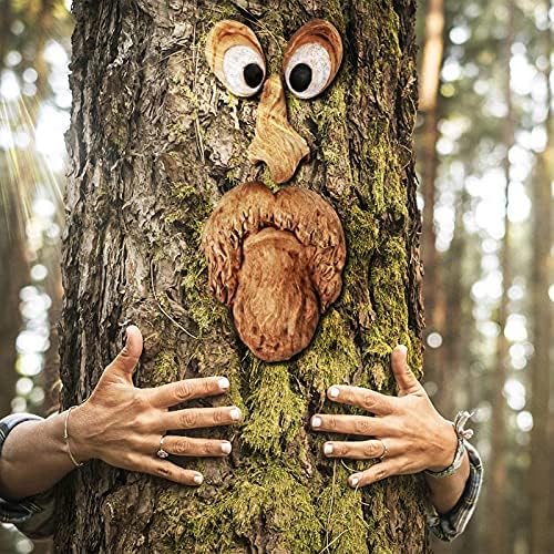 Baumstamm Deko,4-teilig Baumgesichter Für Bäume, Alter Mann Baumgesicht Baumumarmer, Garden Peeker Y
