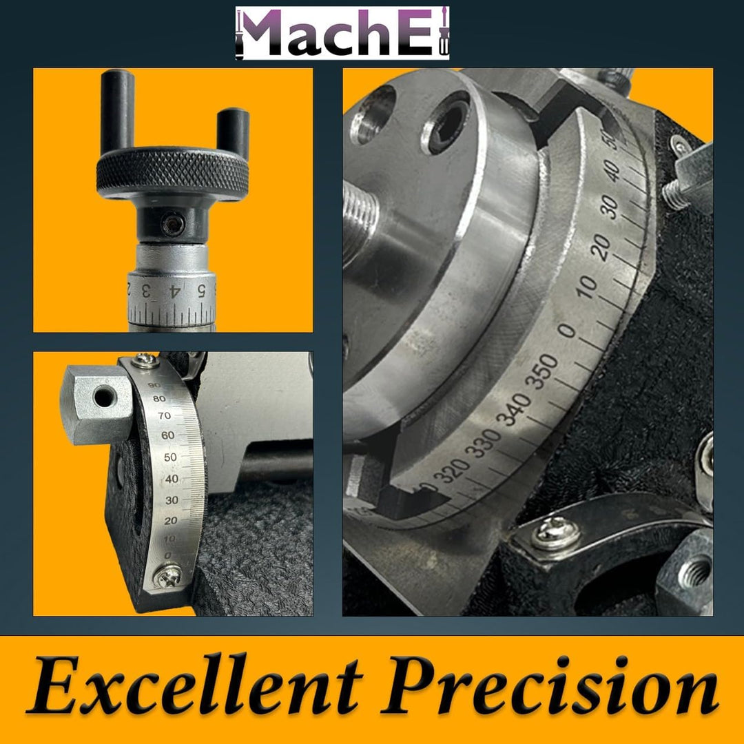 MachEl 7,6 cm neigbarer Drehtisch mit 65 mm selbstzentrierendem 3-Backenfutter, Rückplatte und T-Mut