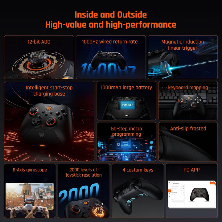 Black Shark PC-Controller, BIGBIG WON Gale Wireless Gaming Controller, Bewegungsziel, Hall-Trigger,