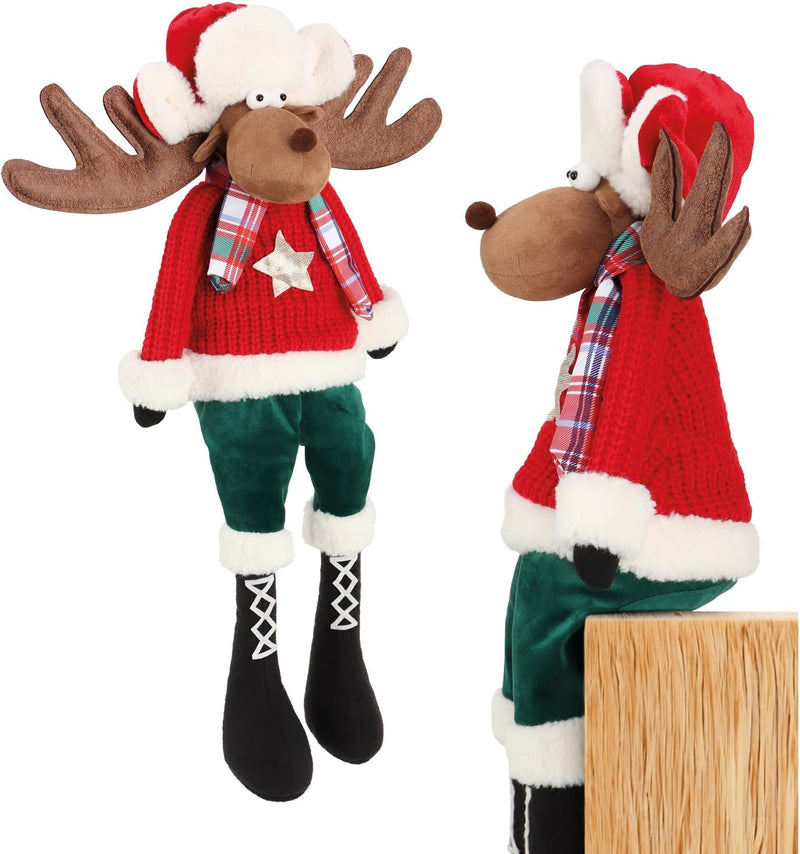 COM-FOUR® Premium Kantenhocker - grosses Rentier XXL für die Weihnachtsdeko, Handmade Elch- Figur al