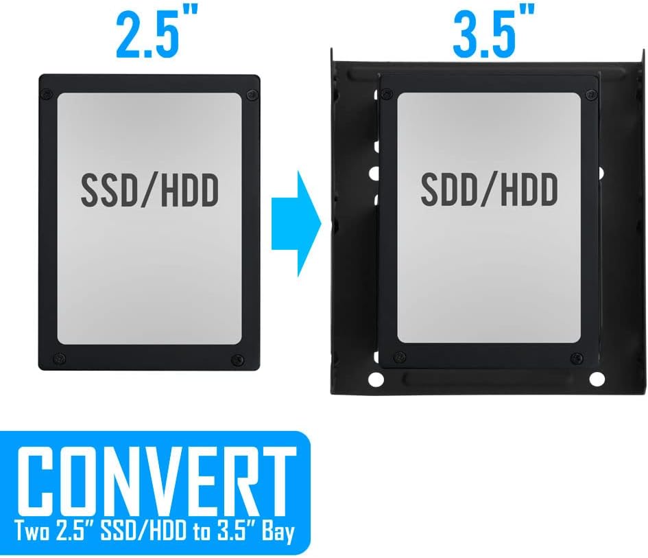 SSD-Metall-Montagehalterungs-Set, 2,5 auf 3,5 Festplattenadapter, kompatibel mit jedem 2,5 auf 3,5 L