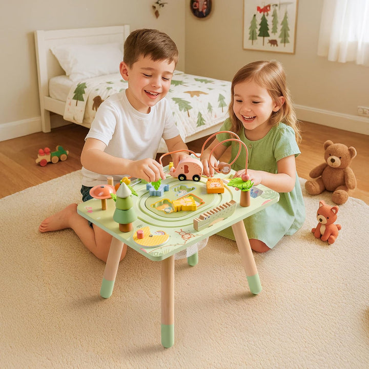 ROBUD Montessori Aktivitätstisch aus Holz, 10-in-1 Lernspielzeug für Kinder ab 18 Monaten, Eburtstag