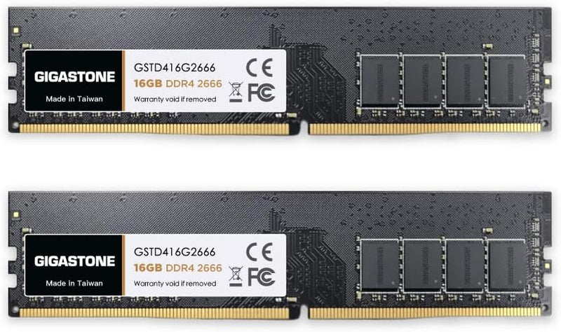 [DDR4 RAM] Gigastone Desktop RAM 32GB (2x16GB) DDR4 Ram 32GB DDR4-2666MHz PC4-21300 CL19 1.2V UDIMM